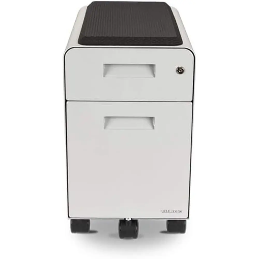 

Compact 2-Drawer Mobile Desk with Seat, White
