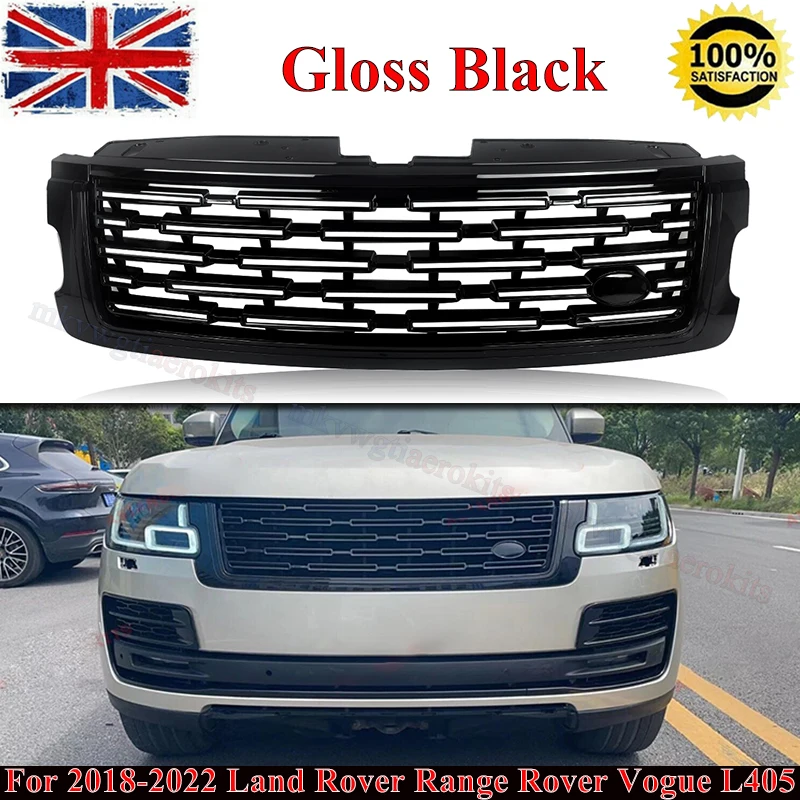 SAIQINGSP Gloss Black Fit Range Rover 2018-2022 Front Grille 2023 Style Car Accessories Tools