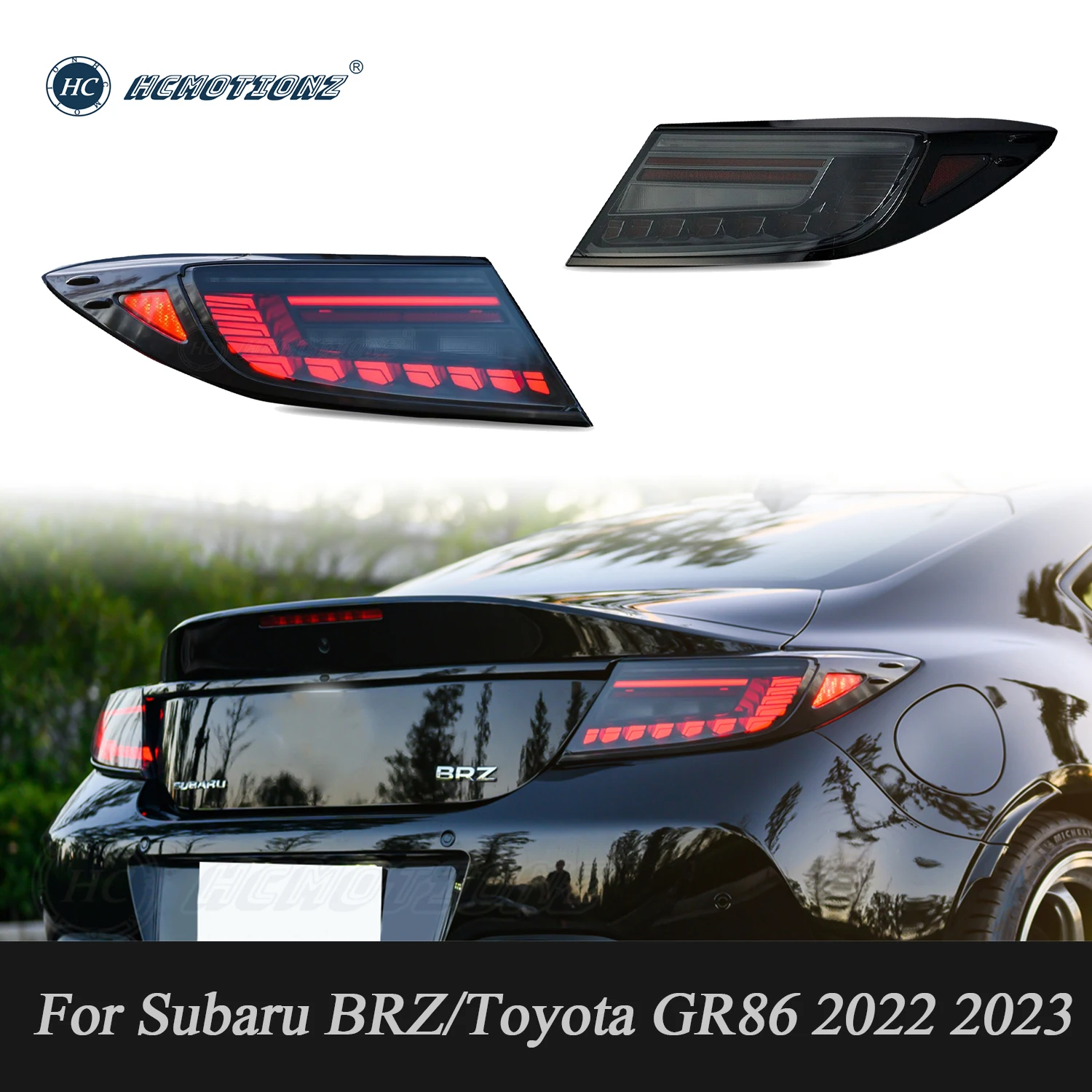 HCMOTIONZ Tail LED Lights for Toyota GR86 2022 2023 for Subaru BRZ DRL Dynamic Turn Signal Car Back Rear Lamps Assembly