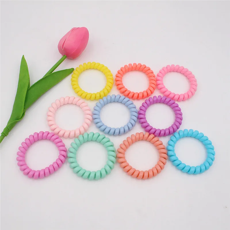 10pcs/lot Fashion Women Plastic Wire Elastic Hair Band Rubber Band Bright Colors Stretch Hair Ties Quality Hair Holder Headwear