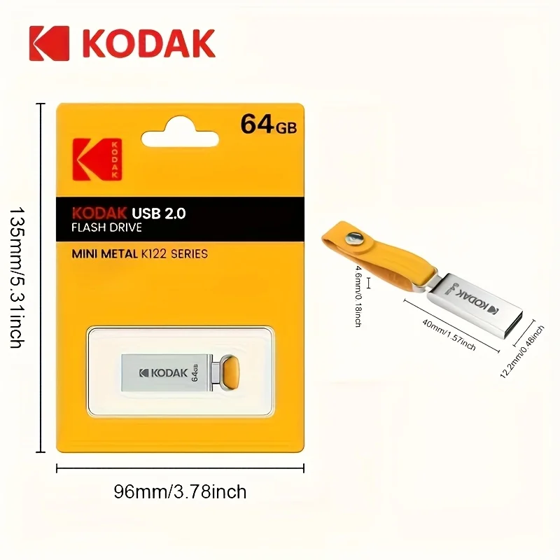 แฟลชไดรฟ์ USB โลหะ Kodak, 32GB/64GB/128GB USB 2.0, ไดรฟ์จัดเก็บข้อมูล USB เพลงในรถยนต์แบบพกพา เหมาะสําหรับใช้ในธุรกิจและในสํานักงาน