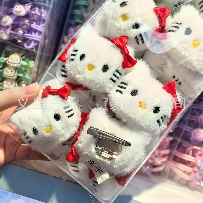 50pcs Sanrio Hello Kitty Hairpin Kawaii Cute Bow Cartoon Children\'S  Hair Clip Doll Toys Girl Wholesale