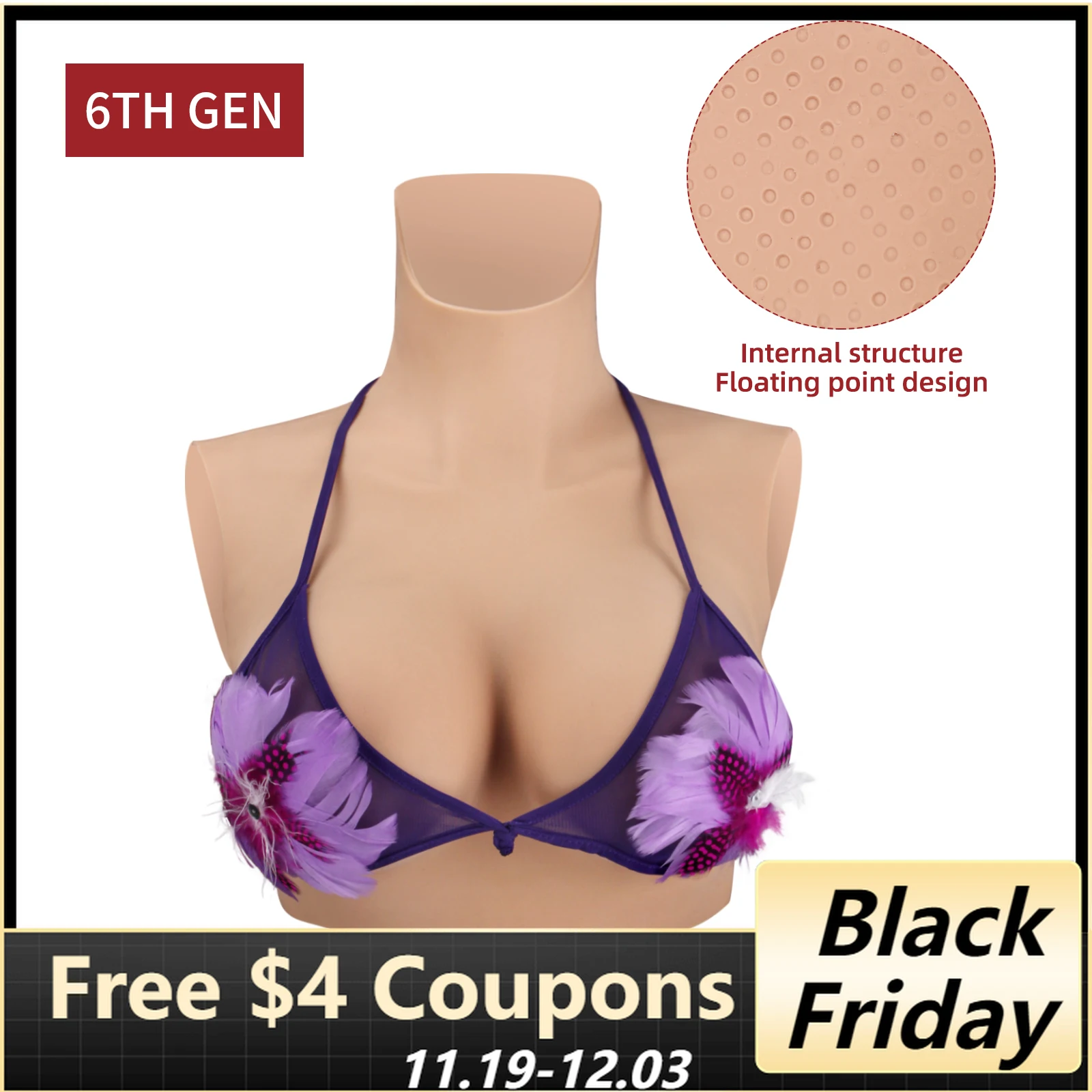 

KOOMIHO 6TH GEN No-oil Fake Silicone Breast Forms Breathable Huge Boob Silicone Transgender Drag Queen Shemale Crossdresser