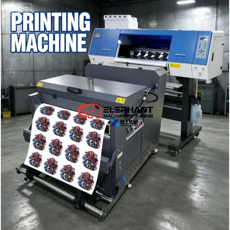 S7070 Digital DTF A2 Automatic Flatbed Printer 60CM Multicolor Inkjet Print Head PET Film Powder Shaking Machine