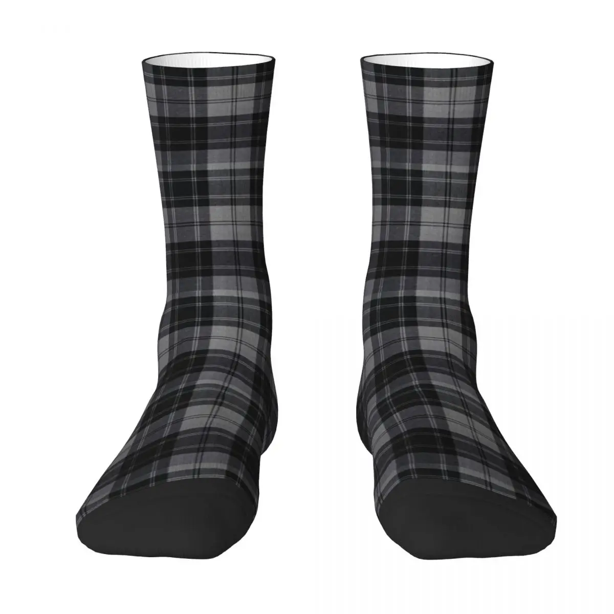 Grey Tartan Plaid Stockings Design Casual Socks Spring Non-Slip Socks Women Men Cycling Comfortable Socks