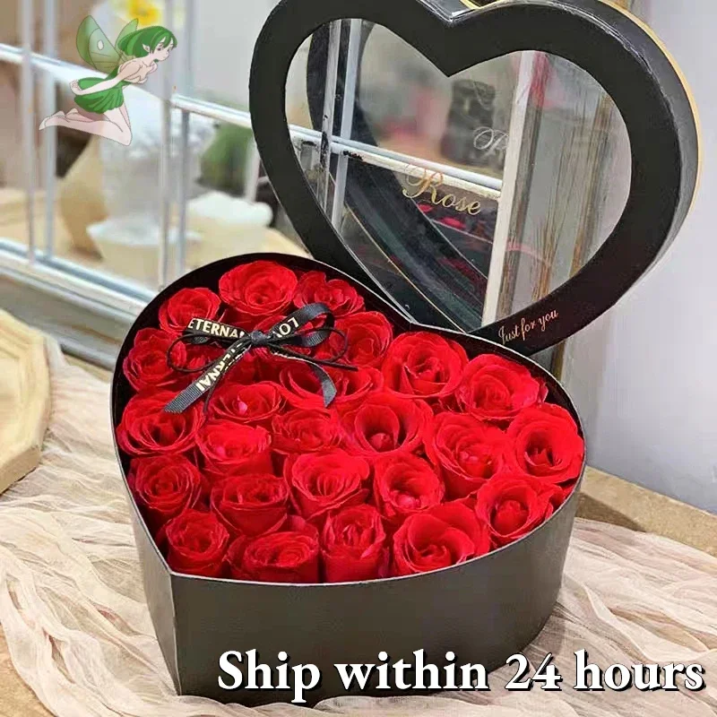 

24/18Pcs Heart Shape preserved Rose Gift Box,Eternal Rose, Forever Red Rose for Mother's Day or woman's Birthday girlfrien Gift