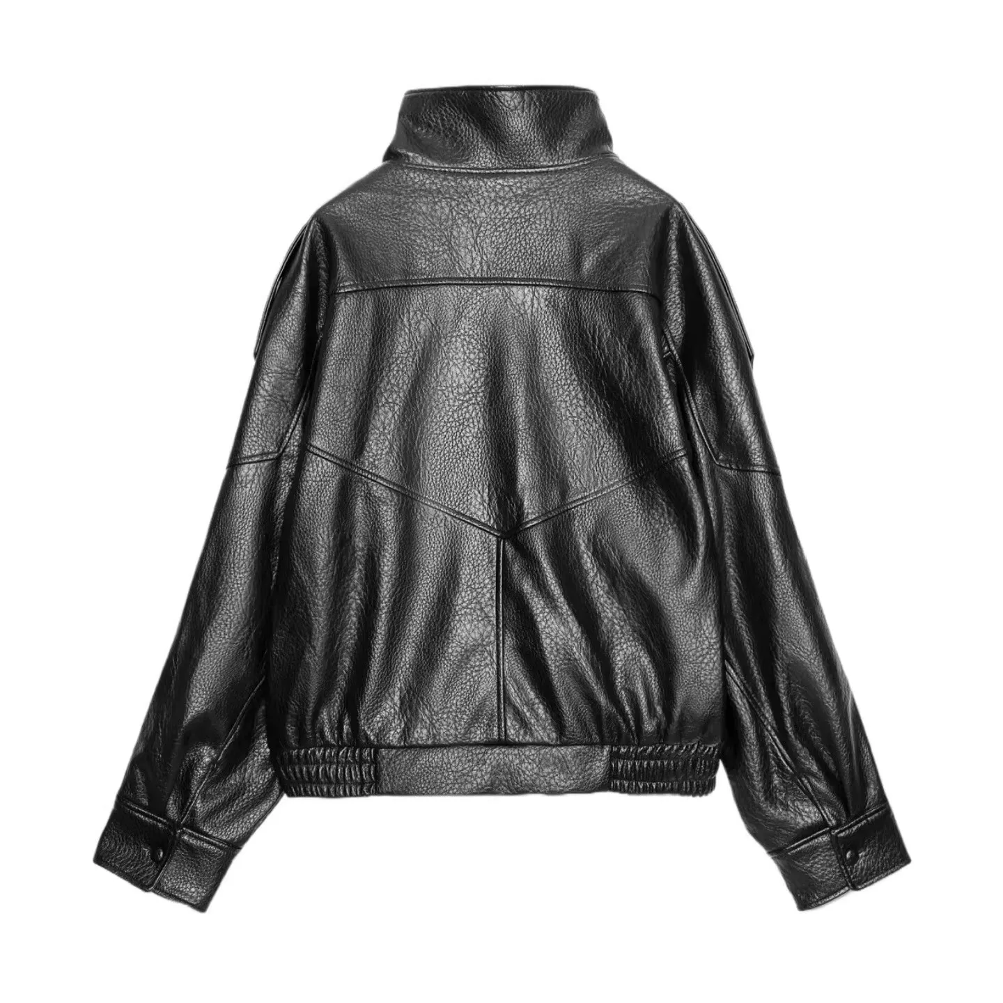 2025 ZA سلسلة خمر دراجة نارية Sle الوقوف طوق Jaet رقيقة جدا بولي Leather جلد المرأة Faion ملابس خارجية