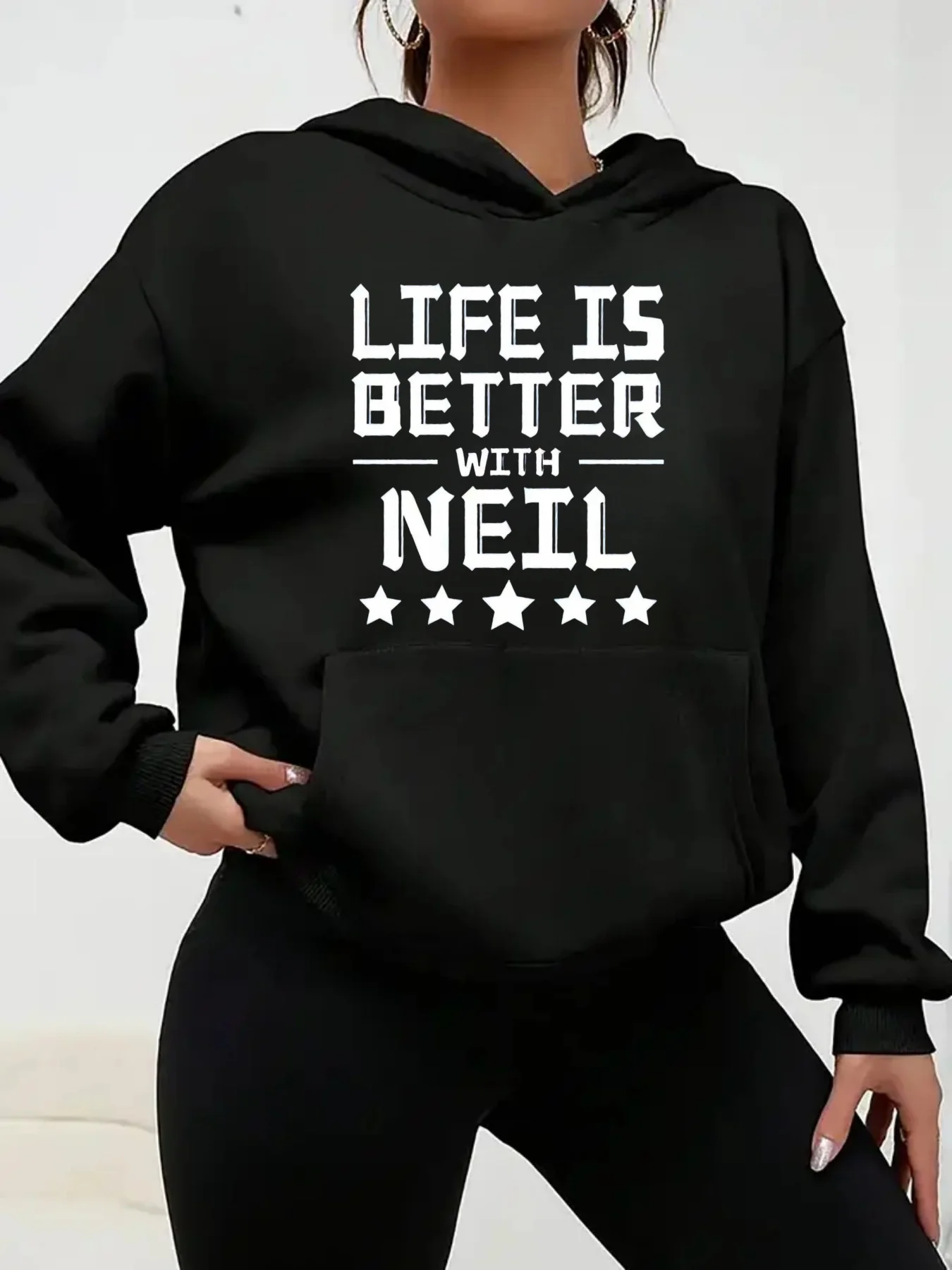 Lustiges „Better Life with Neil“-Muster, Damen-Kapuzenpullover, Alltagskleidung, Festival-Kleidung