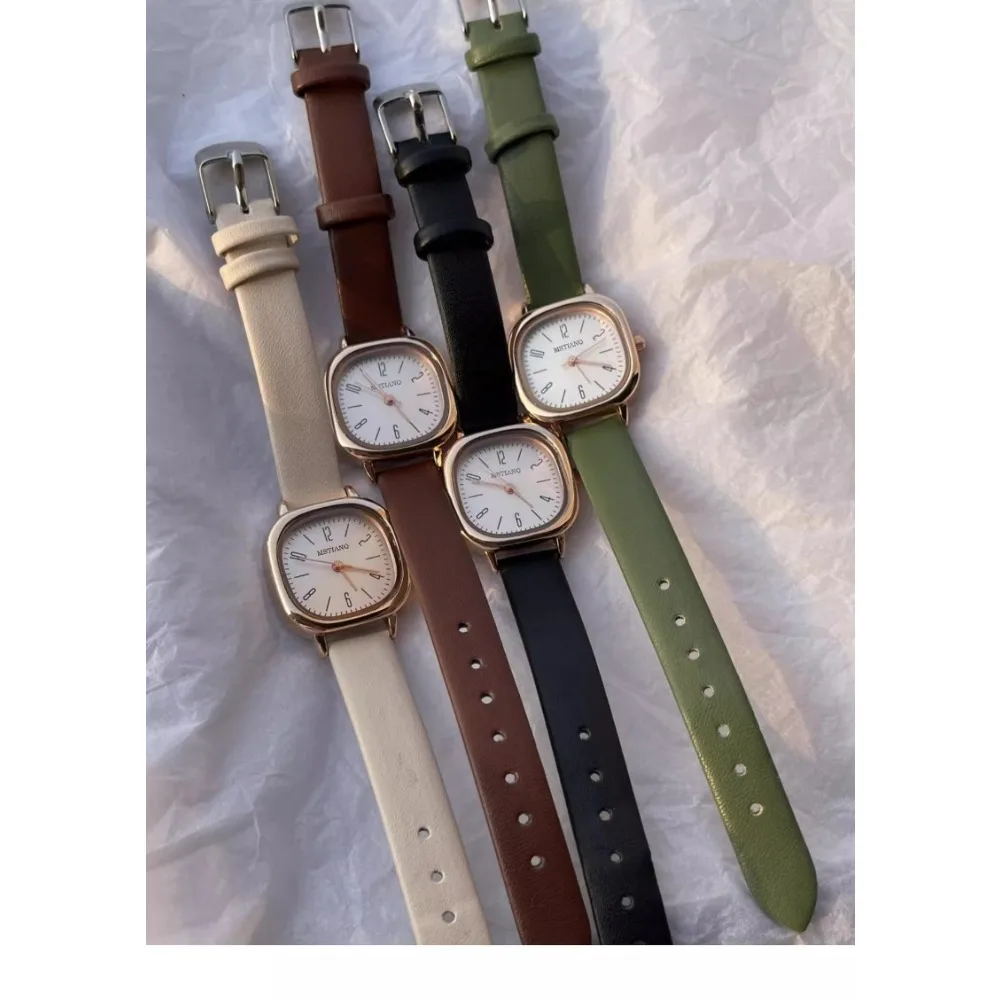 Reloj de pulsera informal Retro cuadrado de cuarzo Digital Mini esfera correa de cuero Reloj de moda Reloj de pulsera impermeable para Mujer Reloj de Mujer