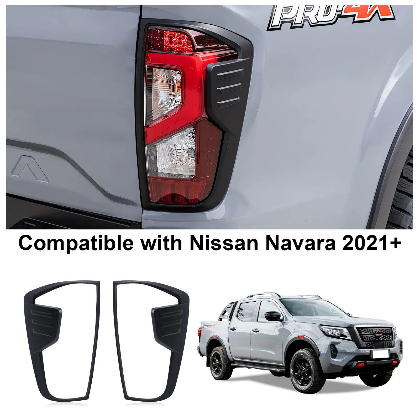 Tail Light Cover Rear Lamp Cover Trim for Nissan Navara NP300 2021 2022 2023 2024  year ABS Car Accessories 2pcs/kit