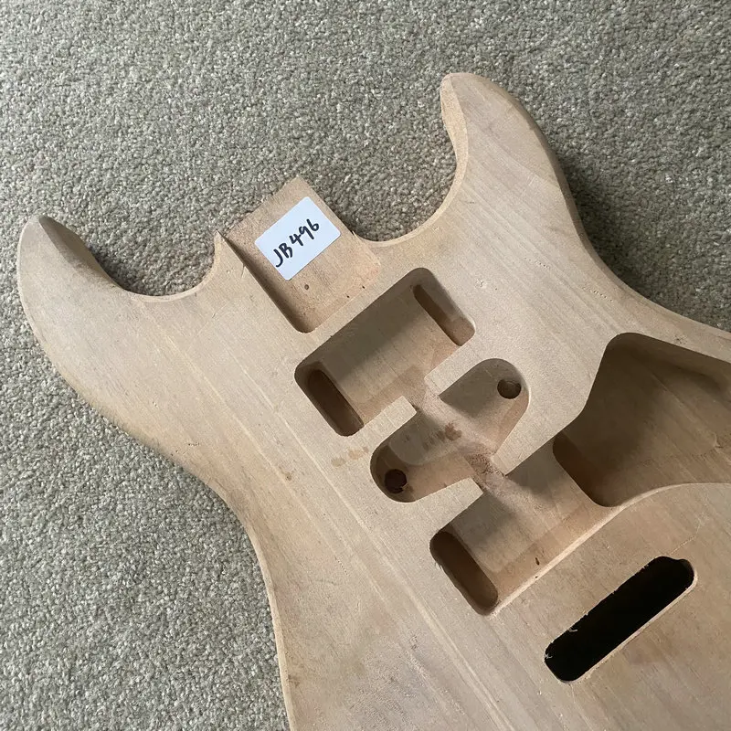 JB496 ST Guitar Body in Solid Basswood Unfinished Version DIY Replace 6 String Electric Guitar Parts with Damages