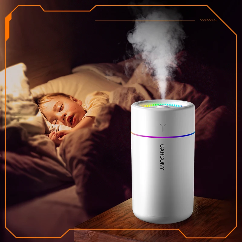 مرطب هواء صغير بمنفذ USB للمنزل والمكتب محمول بالموجات فوق الصوتية لسطح المكتب مع ضوء ليلي LED
