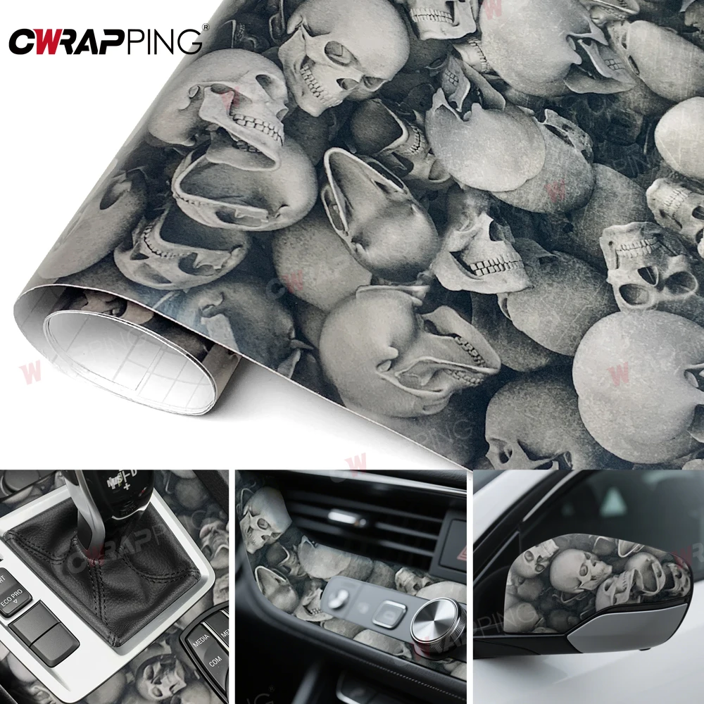 Envoltura de vinilo para bicicleta, película para coche que cubre motocicleta, vehículo todoterreno, Graffiti, monopatín fantasma, motocicletas, calavera, pegatina de Halloween