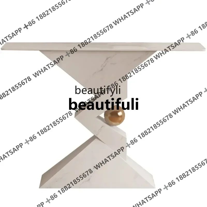 Italian Living Room Entrance Cabinet Wall Console Tables Door Stone Plate Console Decoration Side View