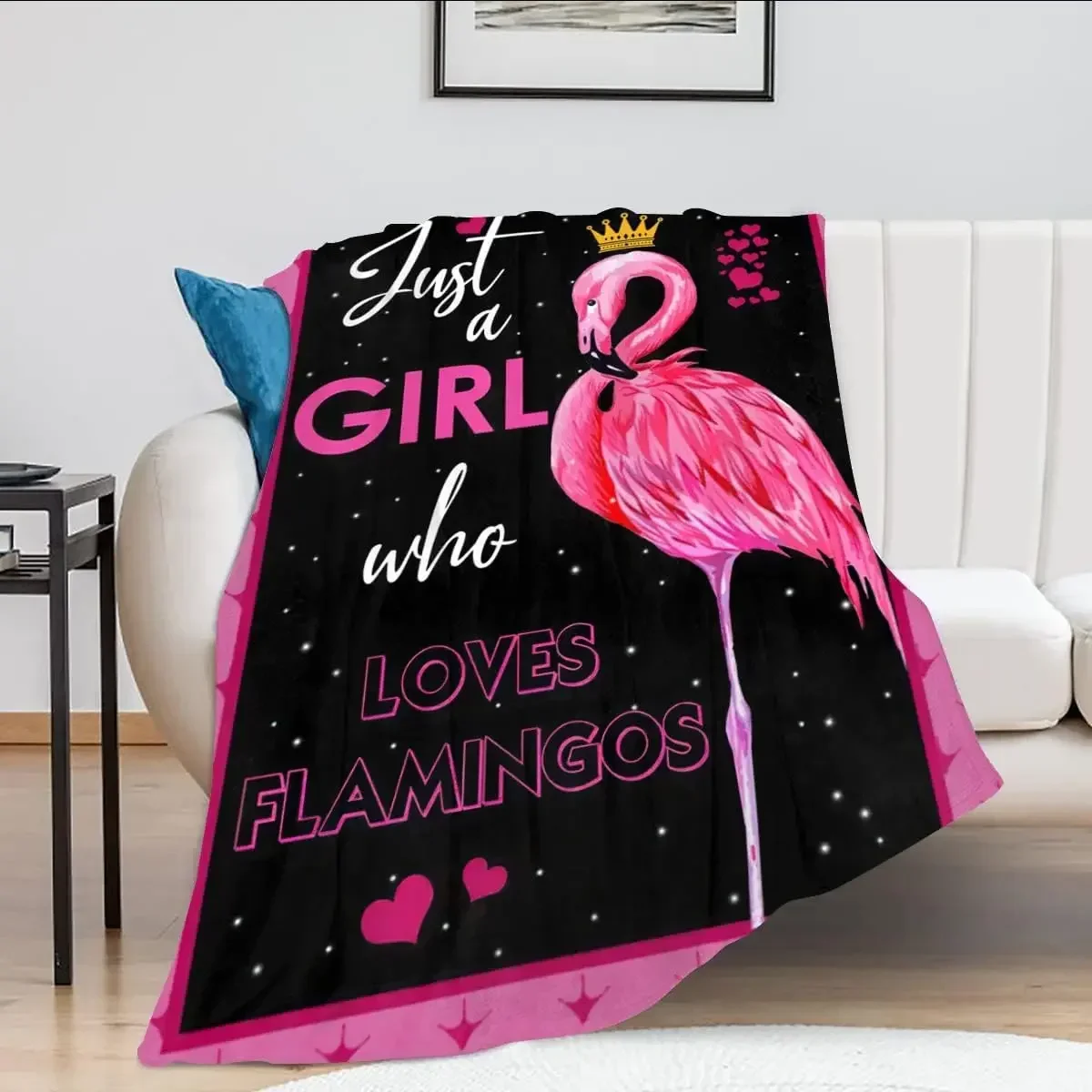 

Just A Girl Who Loves Flamingos Blanket Cute Flamingos Decor Throw Blanket Gifts for Girls Super Warm Soft Plush