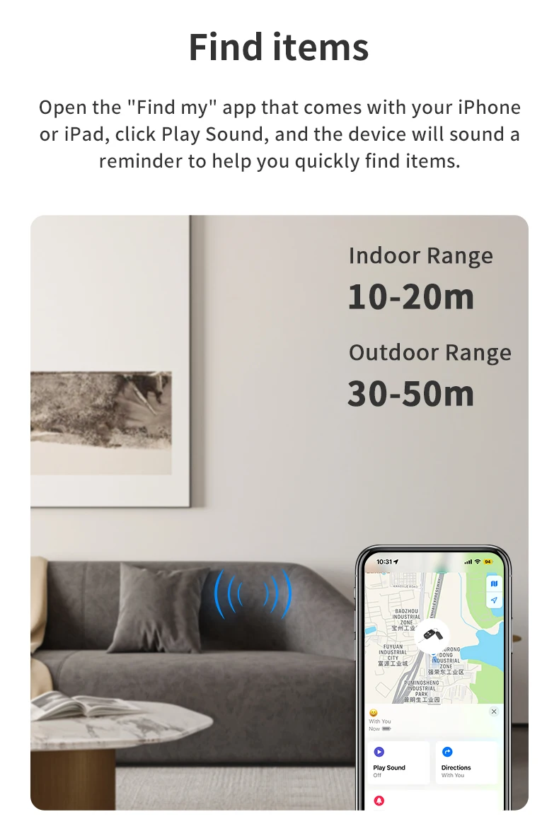 Smart Tag Bluetooth-Tracker, Positionierung, Gepäckfinder, Smart-Tracker-Gerät, spezieller Ortungsfinder für Apple Find My App, IOS-System – Detail 5
