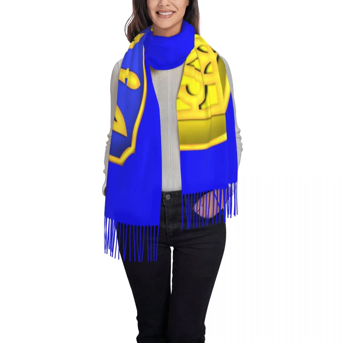 Ukraine Tryzub Flag Ukrainian Shield Tassel Scarf Women Soft Ukraina Proud Shawls Wraps Lady Winter Scarves