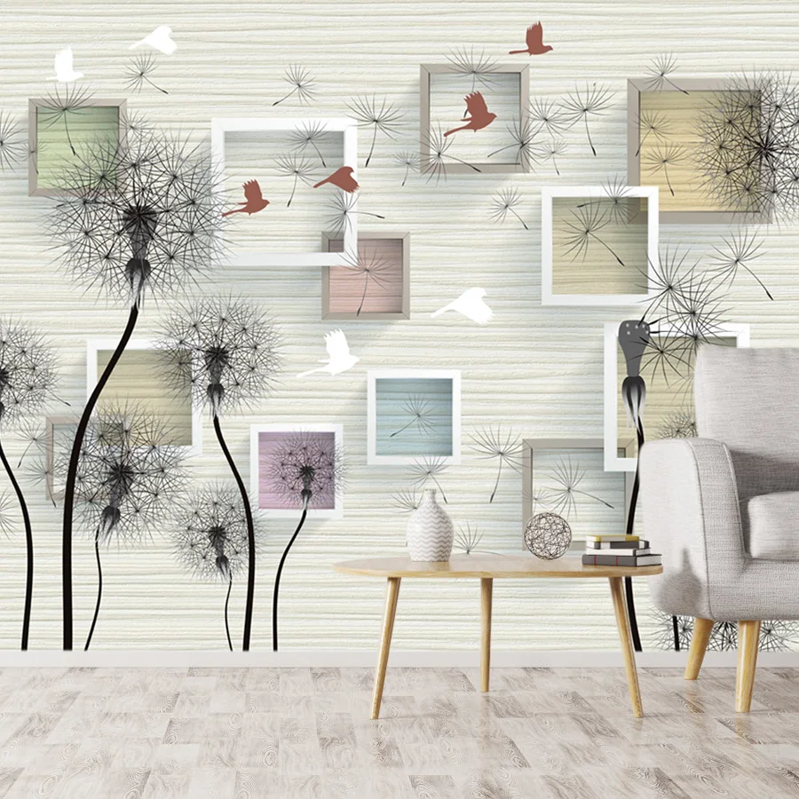 

Removable Wallpaper Self Adhesive Accept for Living Room Decoration Bedroom Retro Dandelion Floral Frame Wall Papers Home Decor