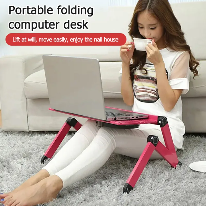 Hotselling Laptop Desk with Cooling Fan and Foldable Bed Tray
