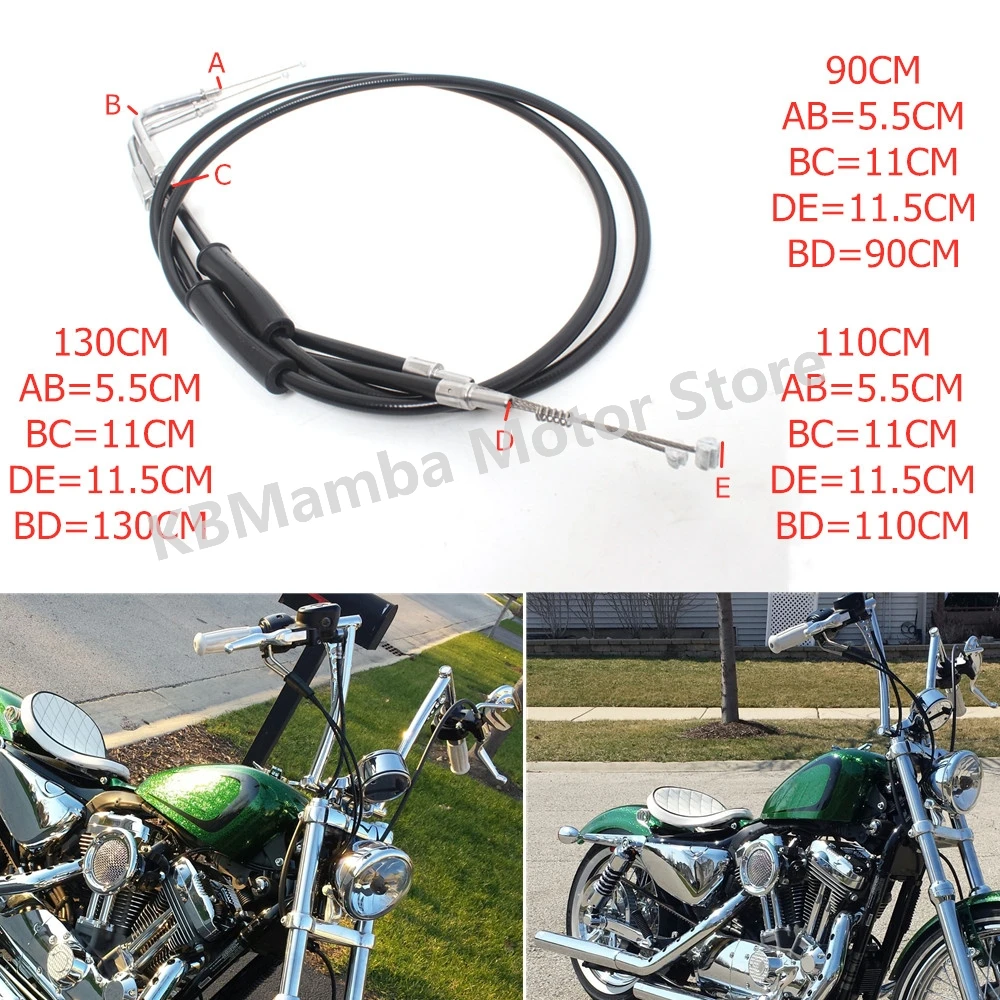 90cm/110cm/130cm Throttle Line Motorcycle Throttle Cable for Harley Davidson Sportster XL1200 883 Dyna Softail Electra Glide