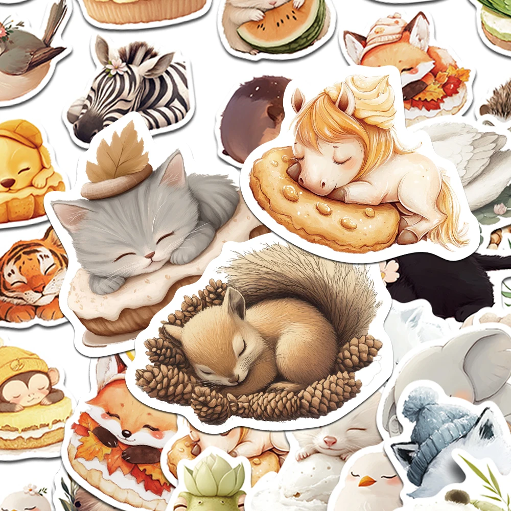 

50 шт., наклейки с изображением спящих животных, наклейки для ноутбука, скрапбука, скейтборда, шлема, гитары, сделай сам, эстетические водонепроницаемые наклейки