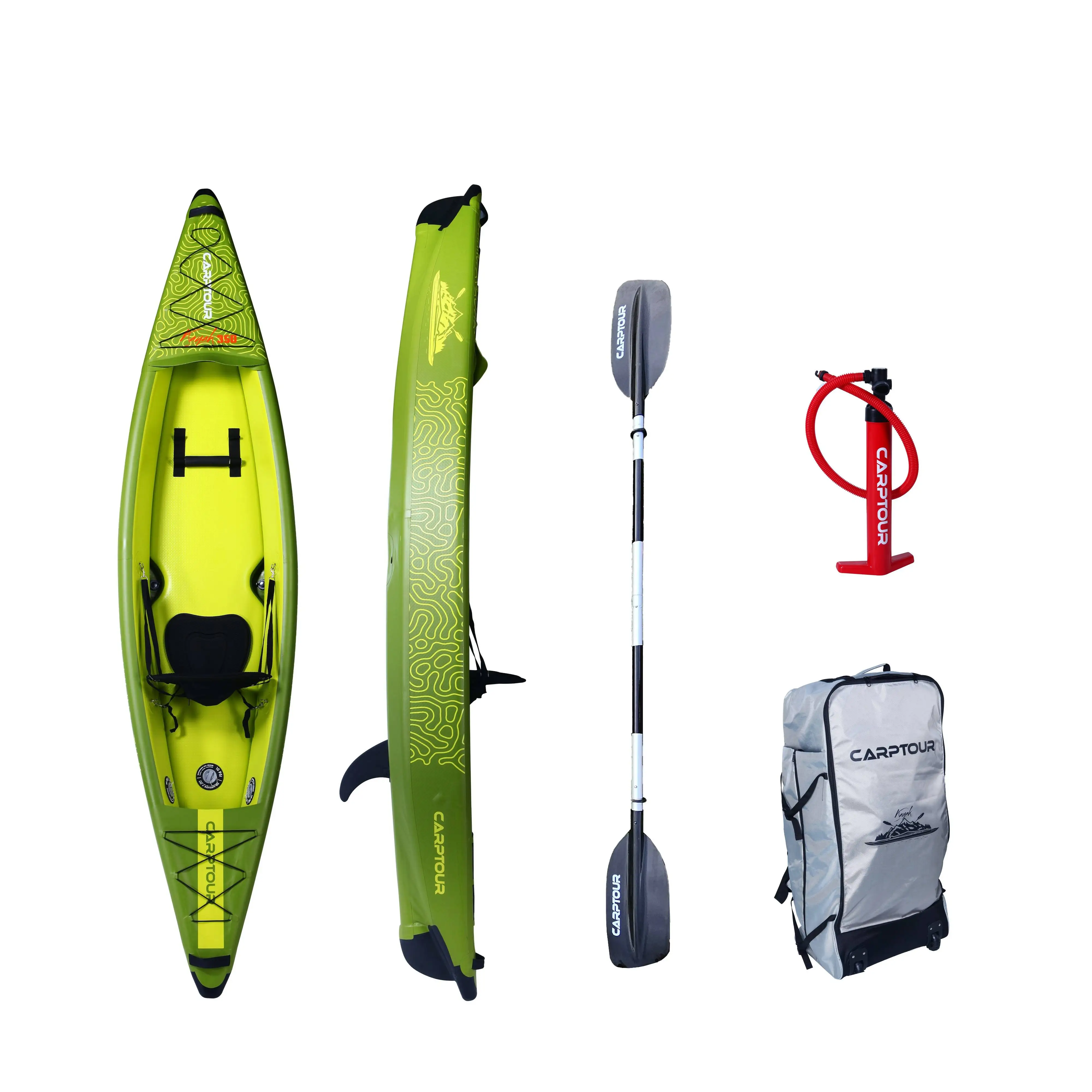 Double-Layer Inflatable Kayak Assault Boat Folding Canoe Dinghy Fishing Boat with Thickened Rubber 0.9mm PVC for 1 Persons