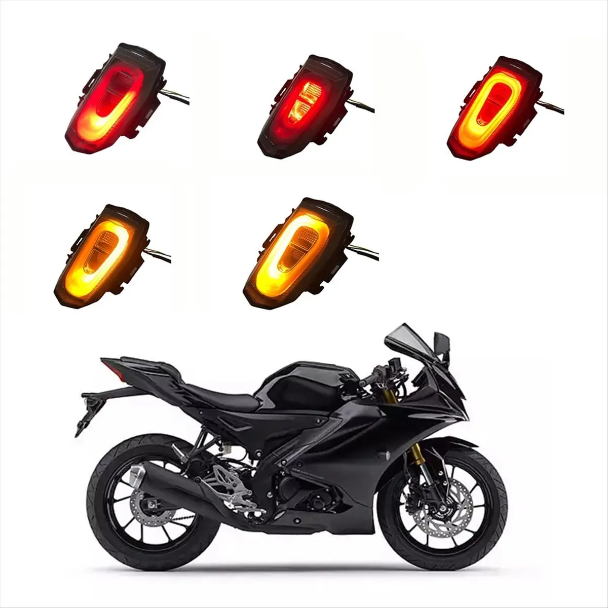 A23Z Motorcycle Rear LED Dynamic Brake Light Taillight for R15 V3 2017-2022 V4 R15M 2023+ Turn Signal Light