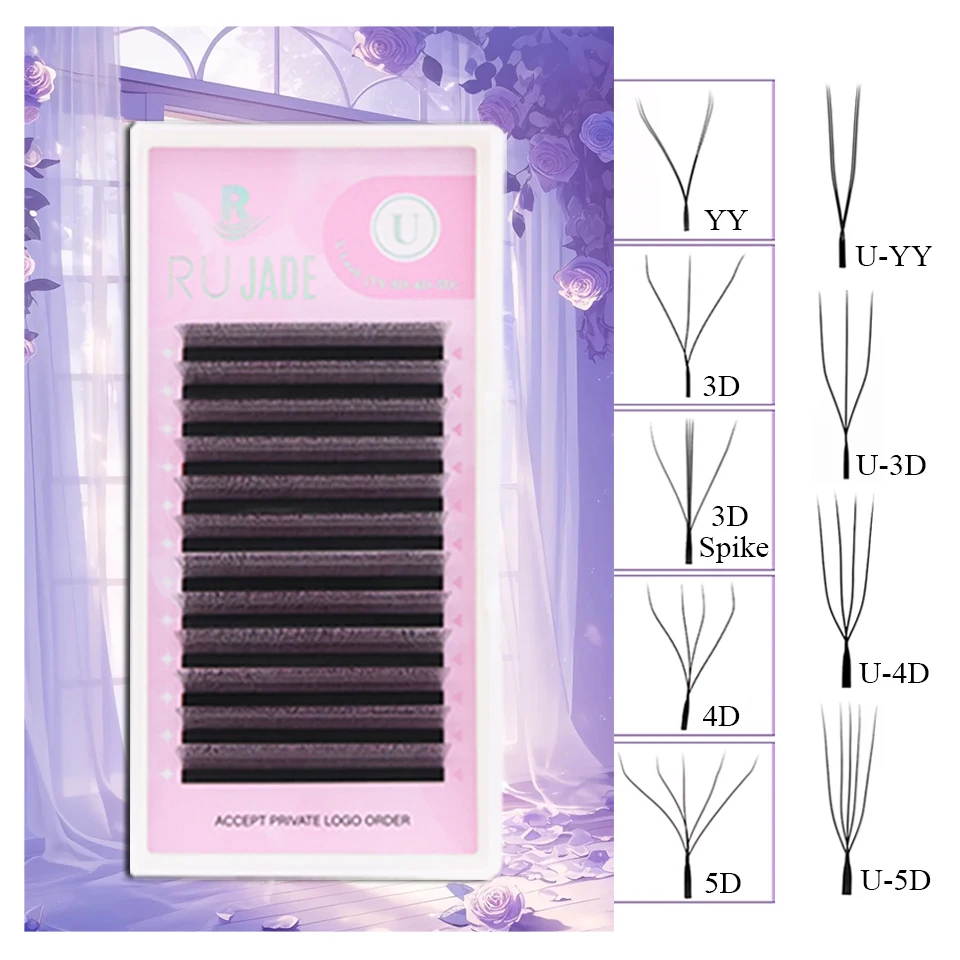

NEW U-Shaped Eyelash Extension Premade Fans U3D U5D Lashes Easy to Apply 3D Spike Fairy Lash Hand Woven U Shape YY 3D 5D Eyelash