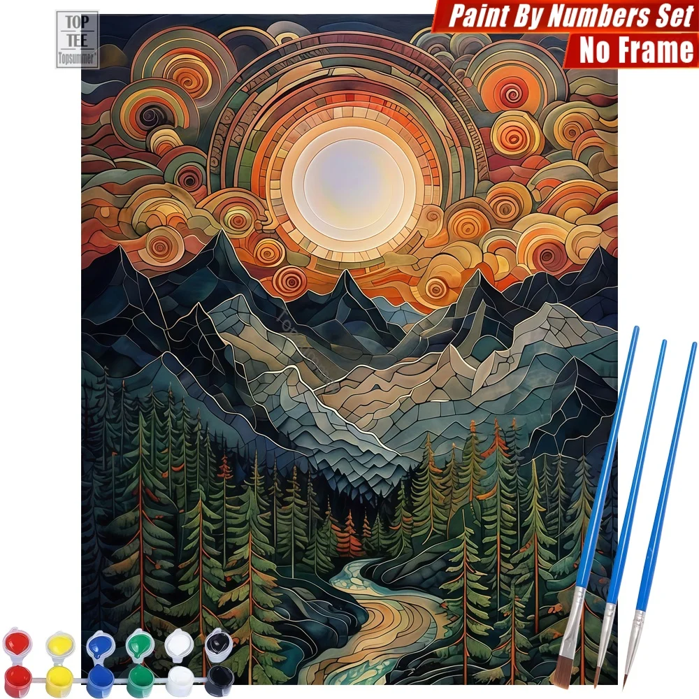 

Набор для рисования по номерам «Гигантский солнечный пейзаж» - абстрактный пейзаж с солнцем, картина для гостиной, подарок на День отца для папы