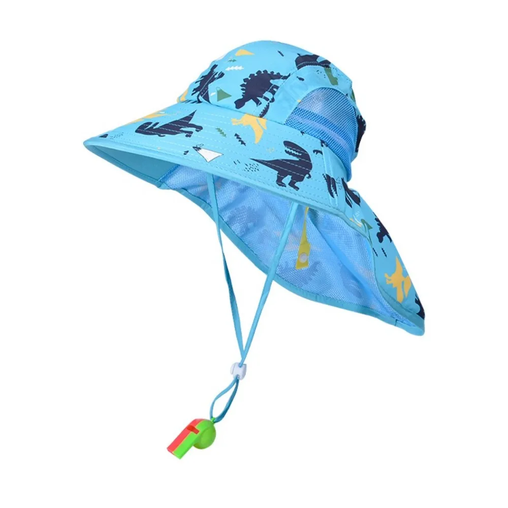 

New Cartoon Printed Fisherman Hat Wide Brim Mesh Sunscreen Hat Breathable Quick-Drying Beach Hat Boys Girls