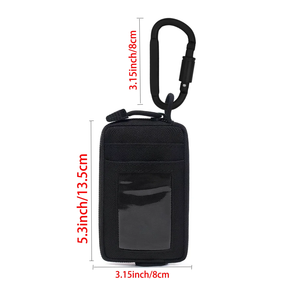 Monedero pequeño de bolsillo para viajes al aire libre, deportes, Mini monedas, llaves, tarjeta de identificación, bolsa con cremallera con hebilla colgante negra