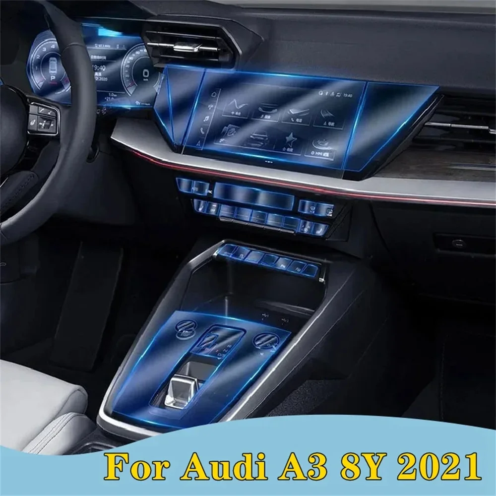 For Audi A3 8Y 2021 Car Interior Accessories Car Door Center Console Media Dashboard Navigation TPU Anti-scratch Protector Film