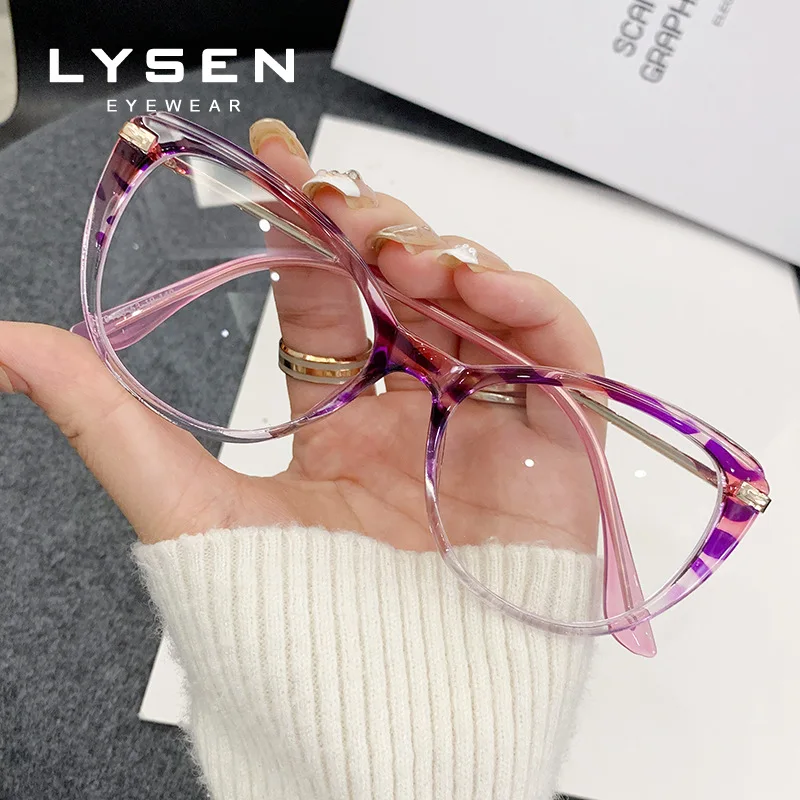 نظارات قراءة عصرية جديدة من LYSEN بإطار كبير على شكل عين القطة وصفة طبية مخصصة نظارات قصر النظر لحجب الضوء الأزرق التقدمي #2