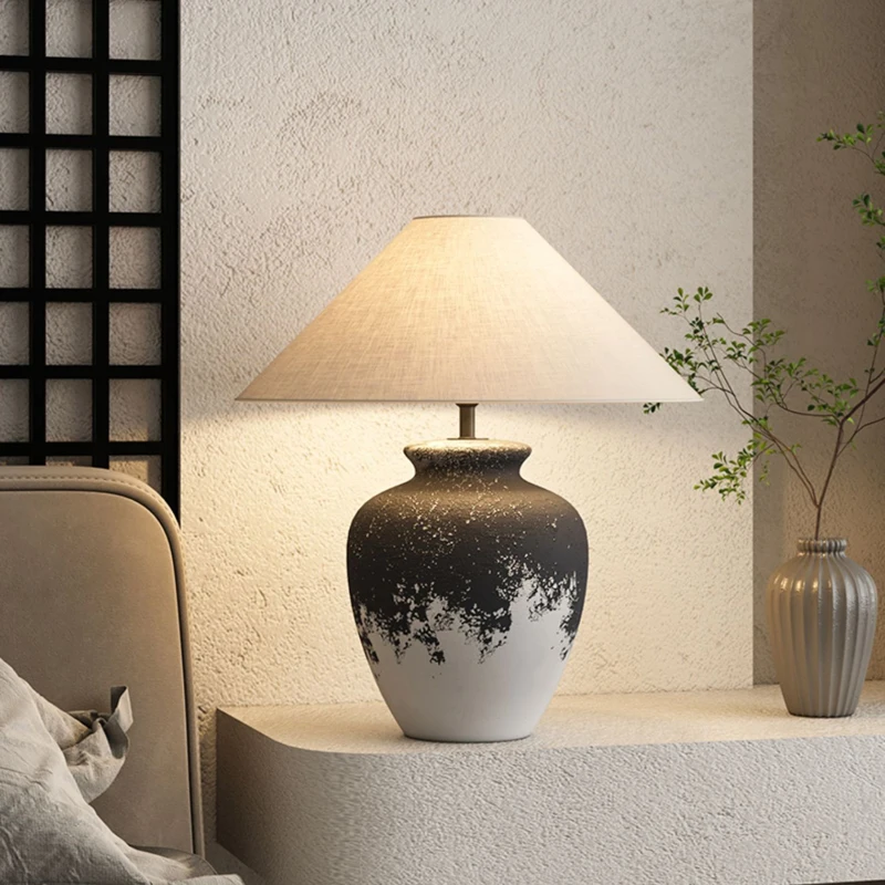 Handmade Ceramic Remote Control Dim E27 Led Table Lamps for Living Room Bedroom Bedside Lamp Indoor Lighting Fixtures