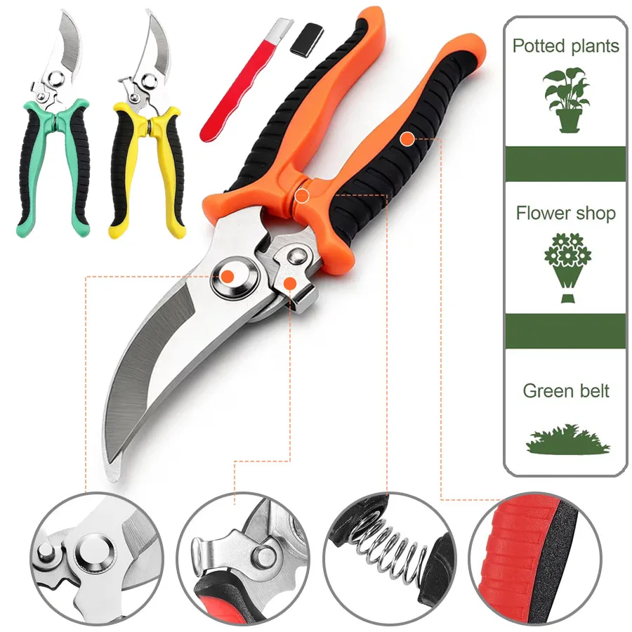 2Pcs, Professional Heavy-Duty Gardening Pruner with Non-Slip Grip - Suitable for Trimming Thick Branches, Floral Arrangements,