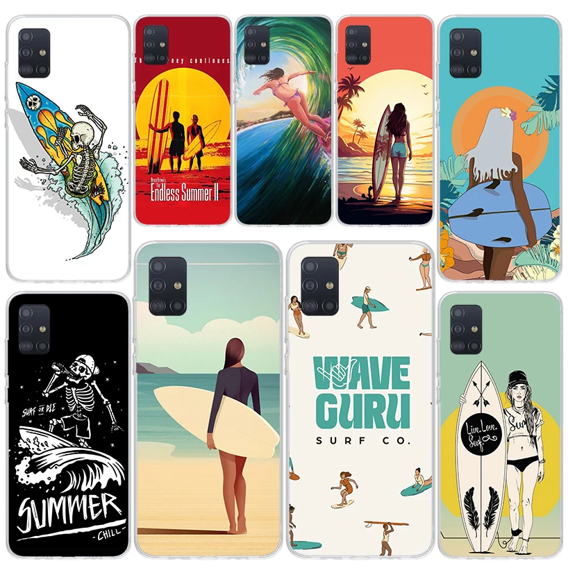 Surf Board Aesthetic Soft Silicone Phone Case For Samsung Galaxy A50S A51 A70 A71 A41 A31 A21S A11 A10S A20E A30S A40 A6 A7 A8 A