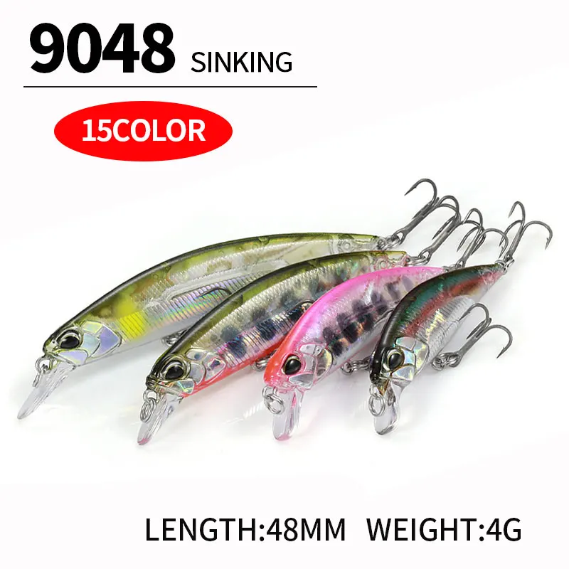 1 Pcs 48mm 4g Sinking Mini Minnow Bass Trout Lure Trolling Crankbait Wobbler Fishing Micro Lure Sinking Fishing Pesca 48S