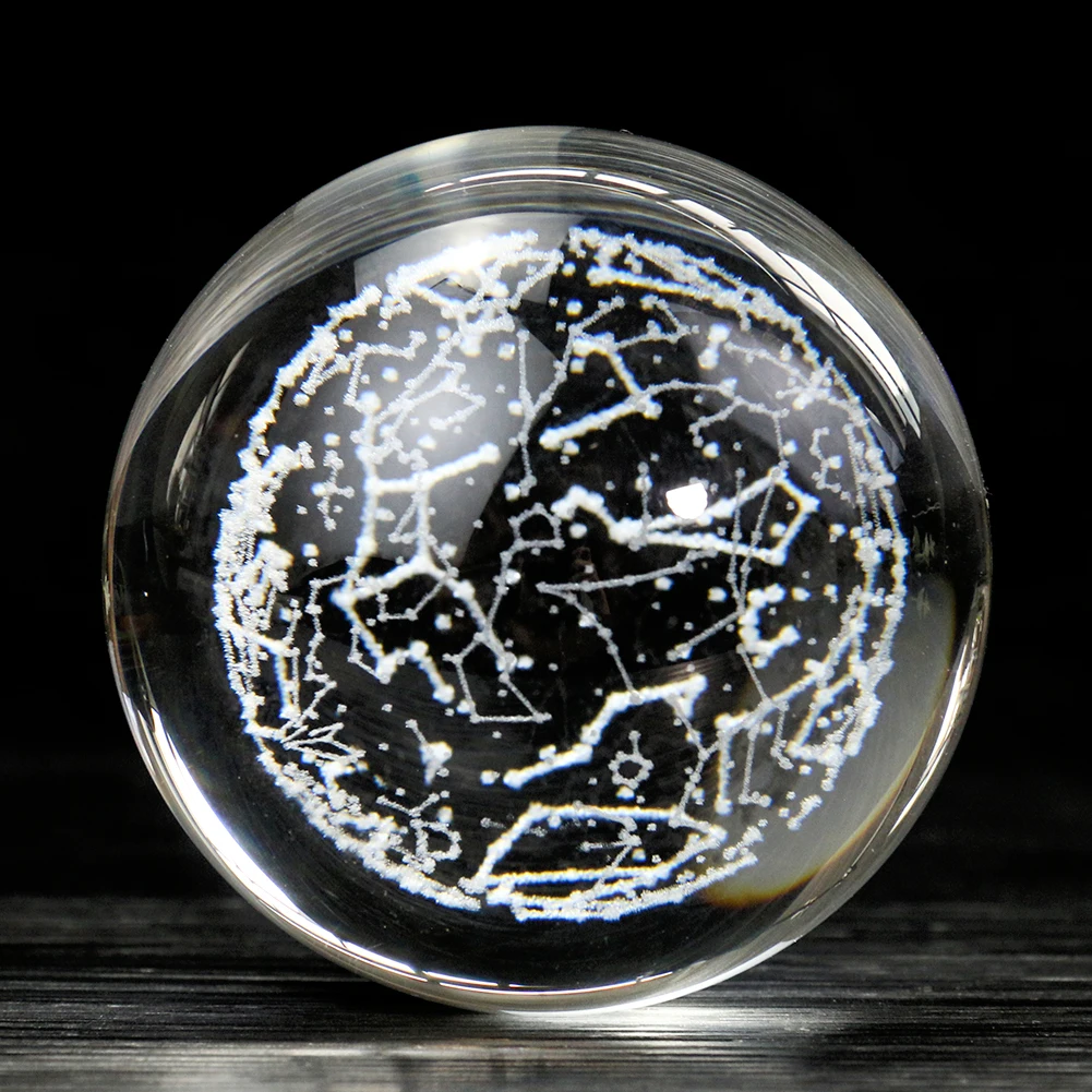 Muy Bien 60mm 3D Laser Engraving Constellation Crystal Ball Globe Miniature Crafts Photography Props Home Decoration Ornaments