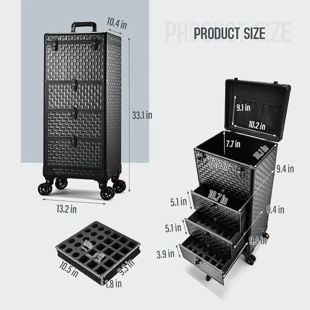 Salon Trolley with 3Drawers&Lockable Wheels for Beauty Salon,Nail Tech, Face Painting, Hairstylist, Makeup Artist, Salon Trolley image 2