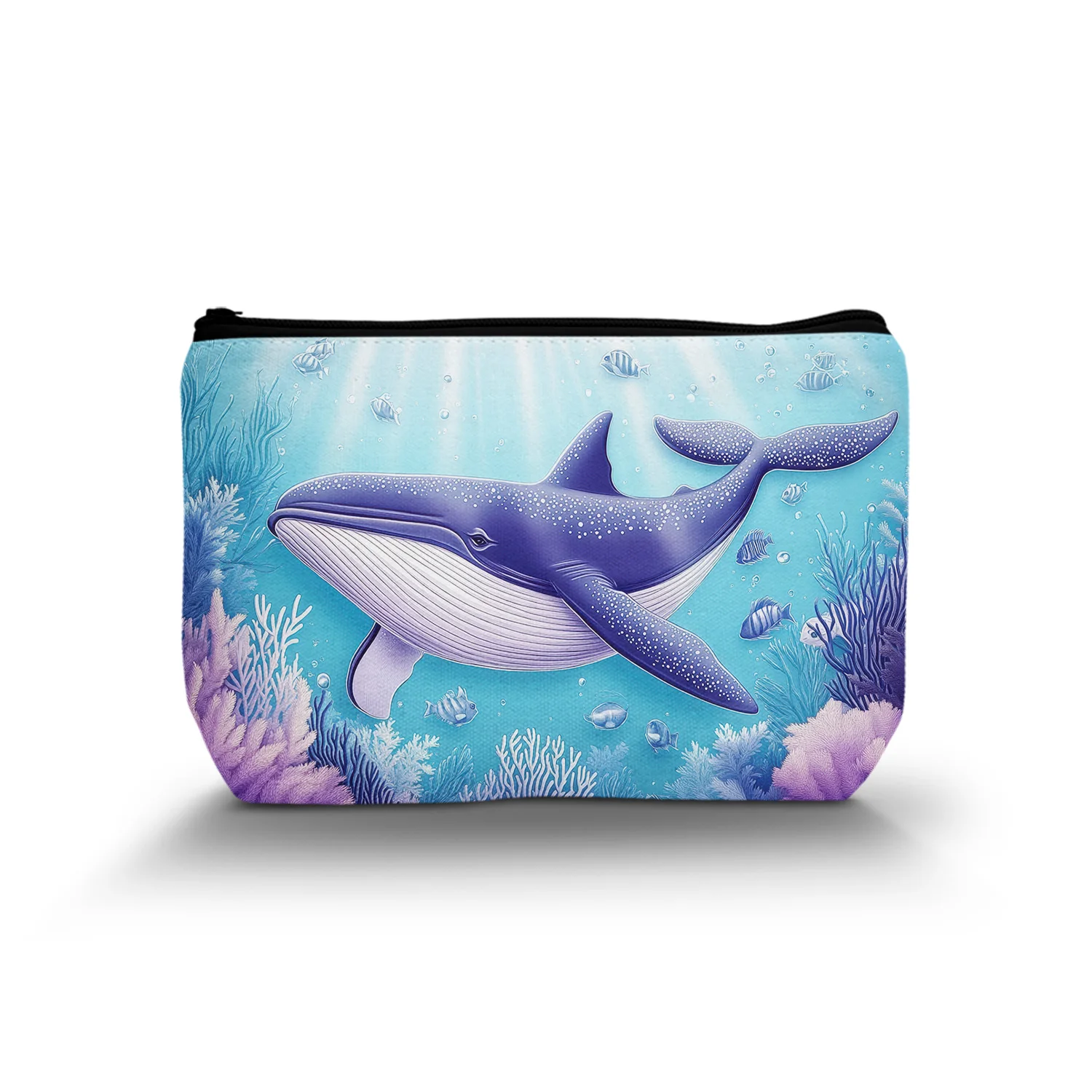 

1Pc Cartoon Cute Whale Cosmetic Bag Ocean Blue Durable Zipper Portable Women Cosmetic Bag Best Gift For Friends A 8.66x5.51Inch