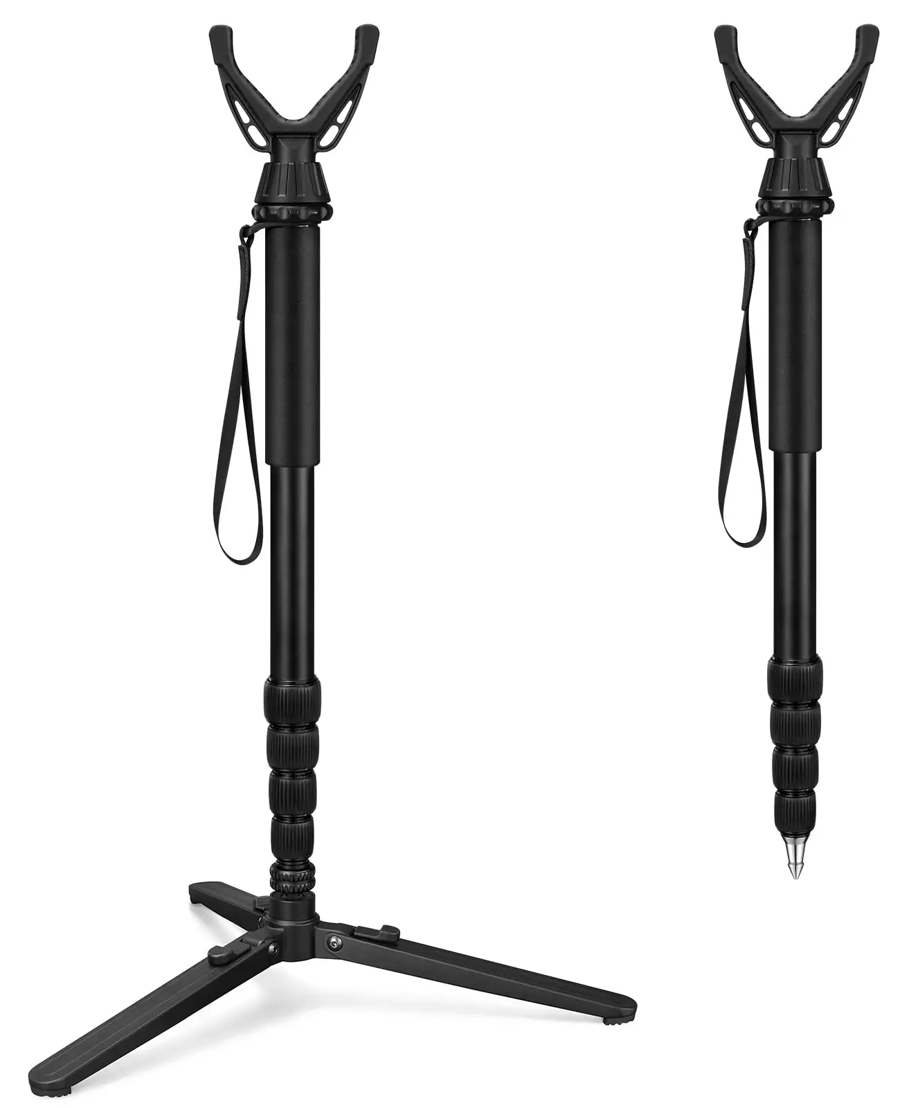 Trakiom Hunting Stick with Tiltable & Horizontally Rotatable Tri‑Stand Base Adjustable Height for Outdoor