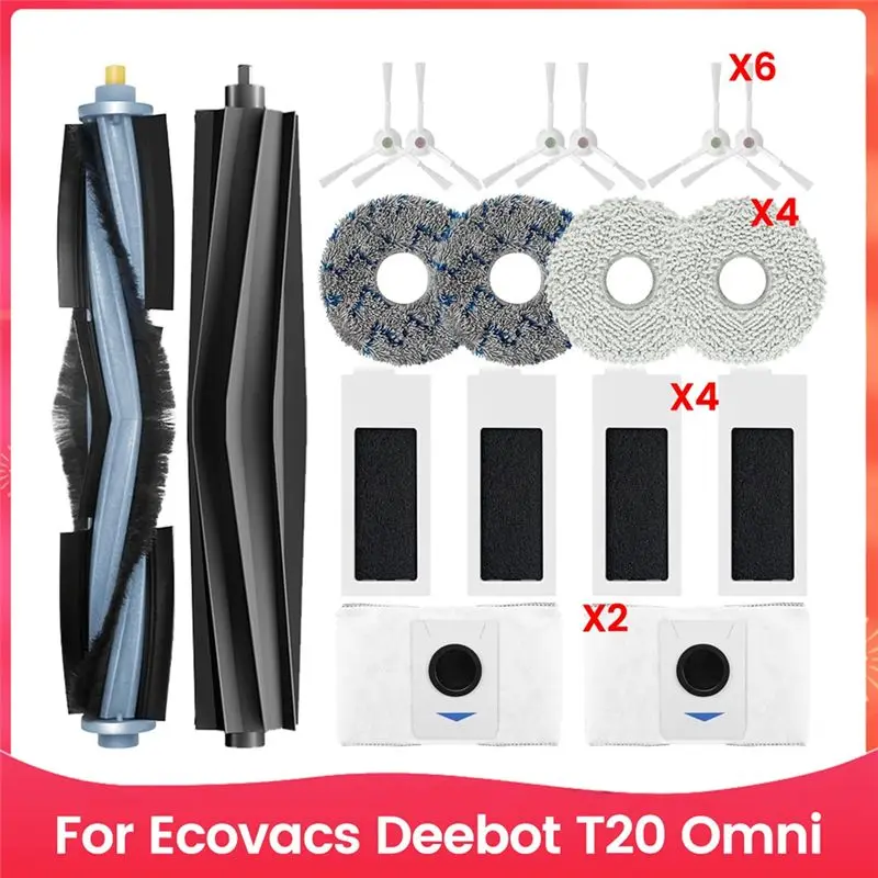 AT19-For Ecovacs Deebot T20 Omni Vacuum Cleaner Spare Parts Kits Main Side Brush HEPA Filters Mop Cloth Dust Bags Accessories