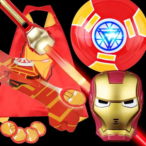 Newest Marvel Toys The Avengers Iron Man Action Figure Spider man Mask LED Sword Flash Ironman Shield Toy Halloween Cosplay