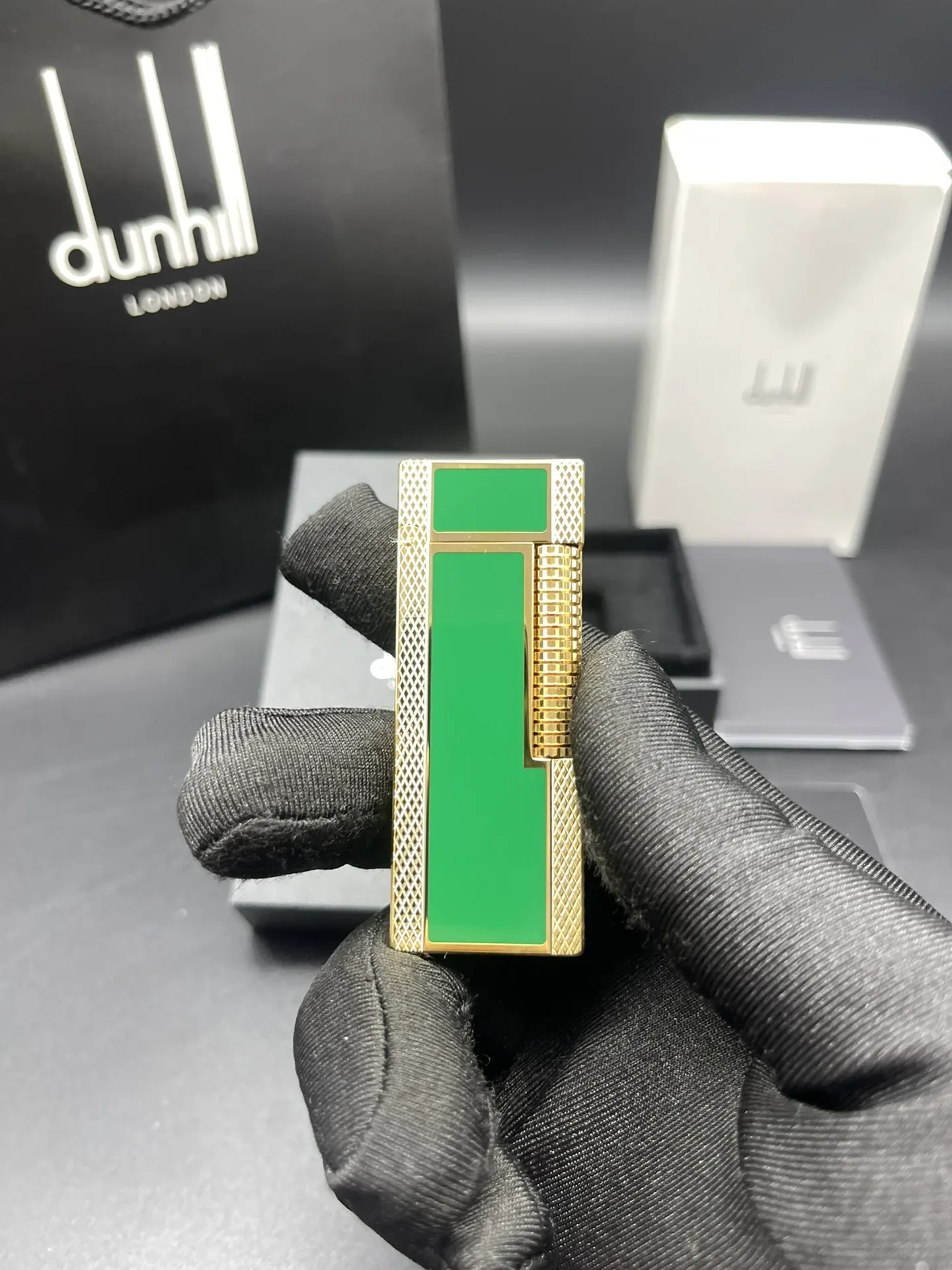 

Металлическая газовая зажигалка Dunhill золотого и зеленого цвета, Классическая надувная Зажигалка для сигар с роликовым зажиганием, высококачественные аксессуары для курения, подарки