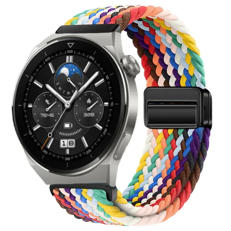 Плетеный ремешок 22 мм 20 мм для Huawei Watch 4/3 Pro/GT-2-3-4 46 мм, нейлоновый браслет с магнитной пряжкой для Samsung Watch 3/4/5/6/Classic