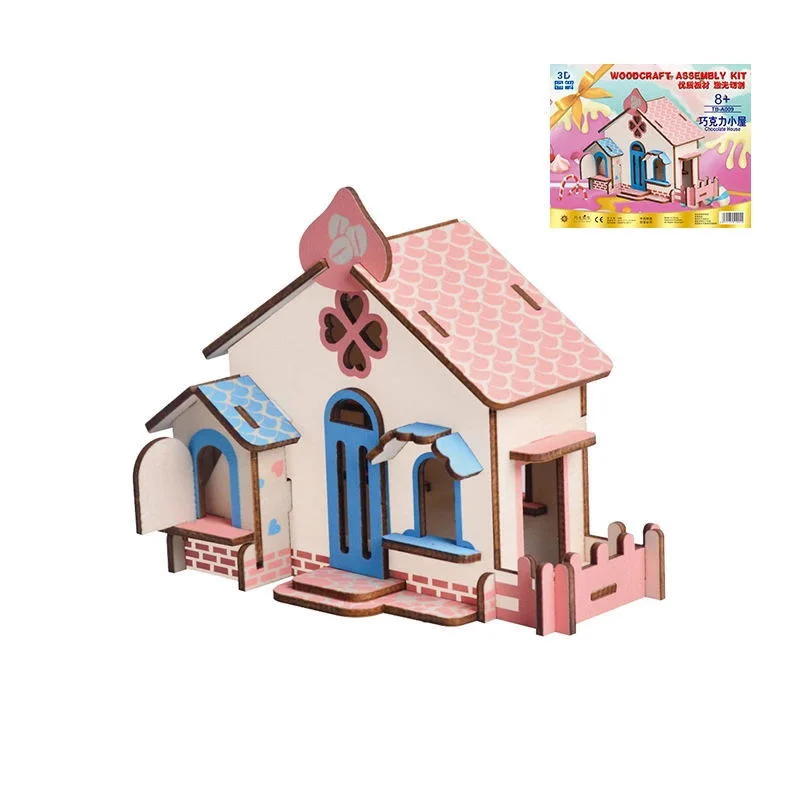 3D Holz puzzle Puzzle Schloss Haus Villa Architektur modelle DIY zusammen gebaute Kombination Kinder Handwerk Geschenke Spielzeug pädagogisch