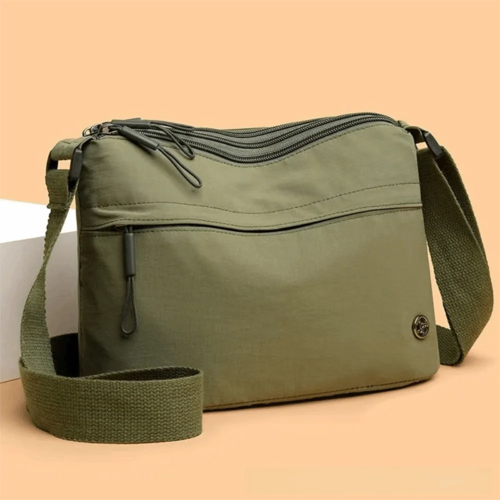 Casual Nylon Shoulder Bag Large Capacity Adjustable Wide Strap Messenger Bag Zipper Closure Women's Handbag for Women