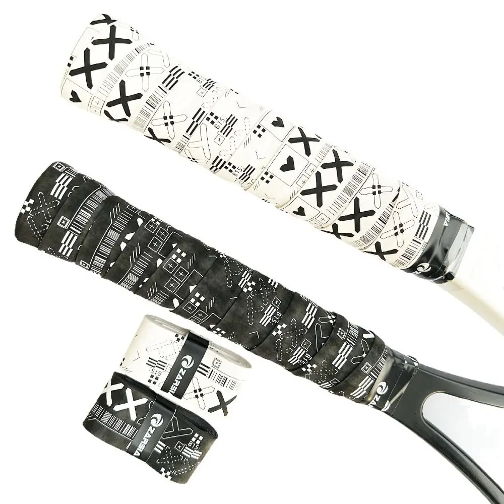 Black White Badminton Racket Overgrips Printing Matte Tennis Racquet Sweatband Shock Absorption Tennis Paddle Over Grips