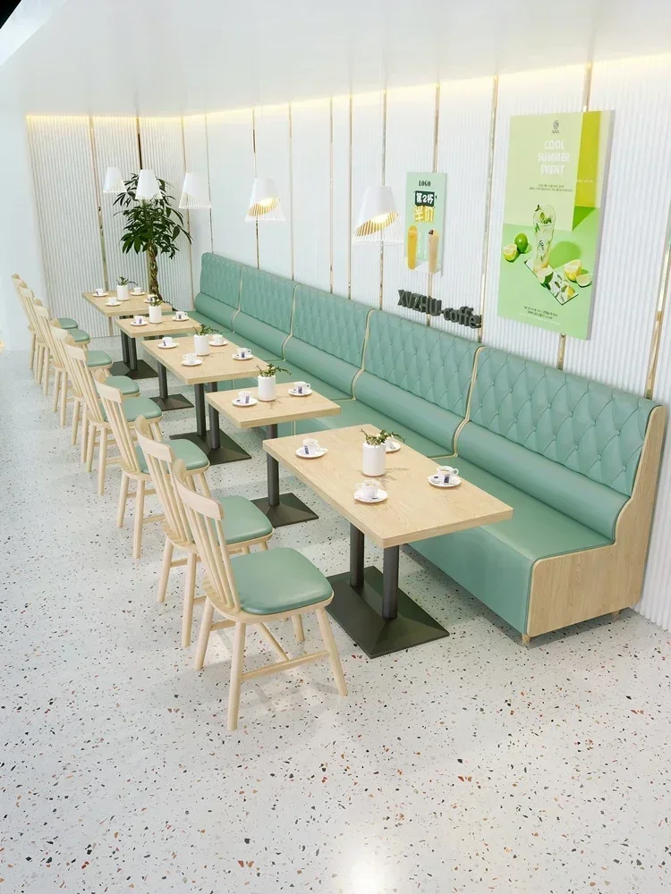 Western Restaurant Cafe Simple Hotel Hamburg Shop Catering Milk Tea Wall Card Seat Sofa Table And Chair Combination Leisure