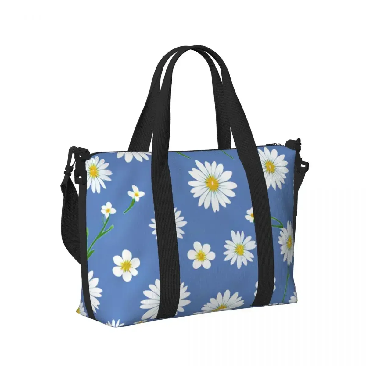 

Daisy Floral Beach Travel Bag Large Capacity Tote Bags for Gym Sport Women Shopping Duffle Shoulder Bag